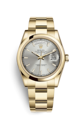[118208-0106] Day-Date 36 Yellow Gold Domed / Oyster / Silver