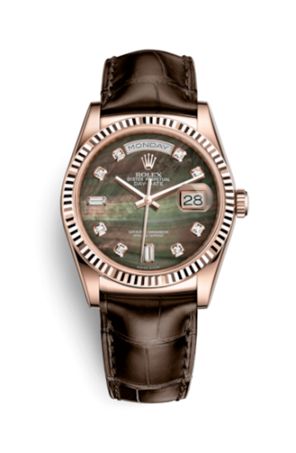 [118135-0030] Day-Date 36 Everose / Strap / Black MOP