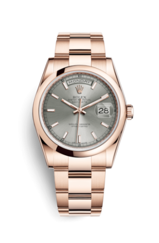 [118205f-0126] Day-Date 36 Everose Domed / Oyster / Rhodium