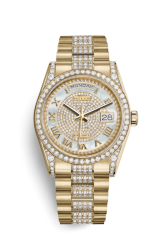[118388-0037] Day-Date 36 Yellow Gold Diamonds / President Diamonds / Paved MOP