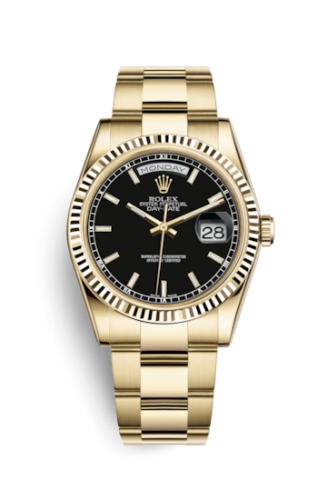 [118238-0194] Day-Date 36 Yellow Gold Fluted / Oyster / Black