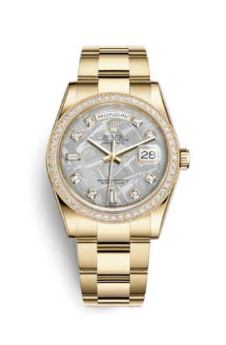 [118348-0097] Day-Date 36 Yellow Gold Diamonds / Oyster / Meteorite