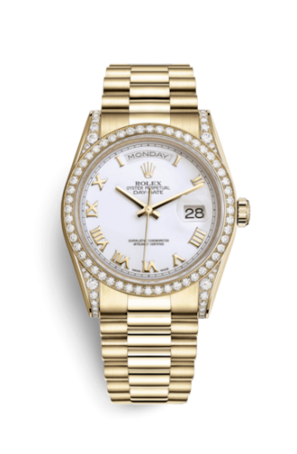 [118388-0082] Day-Date 36 Yellow Gold Diamonds / President / White Roman