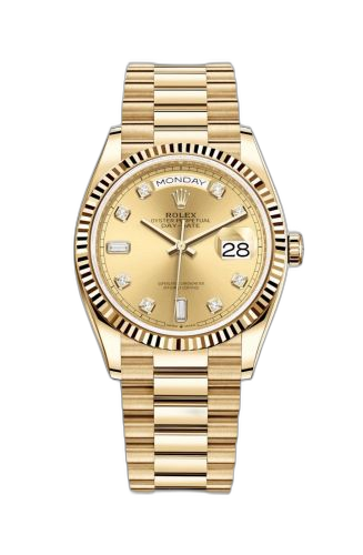 [128238-0008 (aka: M128238-0008)] Day-Date 36 Yellow Gold / Fluted / Champagne - Diamond / President