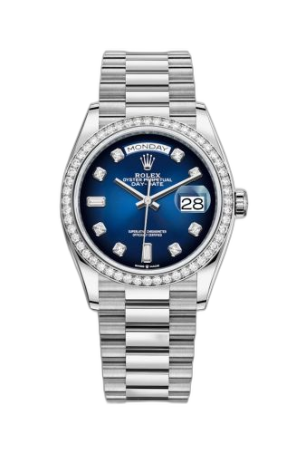 [128349RBR-0010] Day-Date 36 White Gold / Diamond / Blue Ombré-Diamond / President