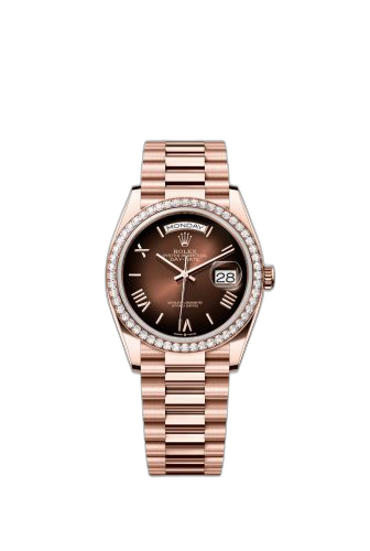 [128345RBR-0075 (aka: m128345rbr-0075)] Day-Date 36 Everose Gold - Fluted / Brown Ombré - Roman / President
