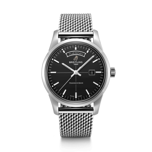 [A45310121B1A1 (aka: A4531012.BB69.154A)] Transocean Day & Date Stainless Steel / Black / Milanese