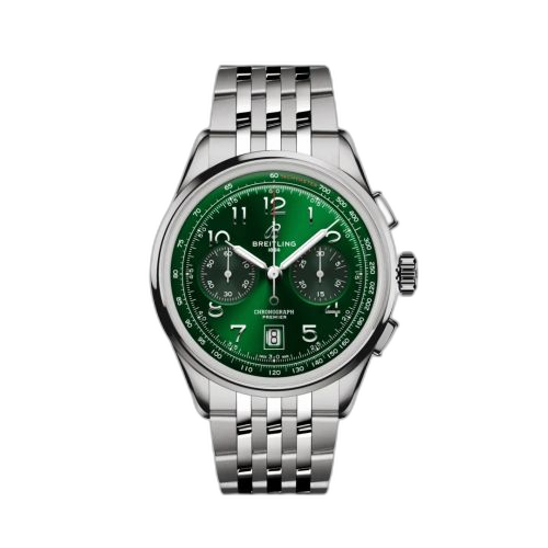 [AB0145371L1A1] Premier B01 Chronograph 42 Stainless Steel / Green / Bracelet