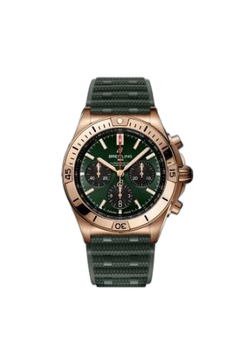 [RB0134101L1S1] Chronomat B01 42 Red Gold / Green / Rubber
