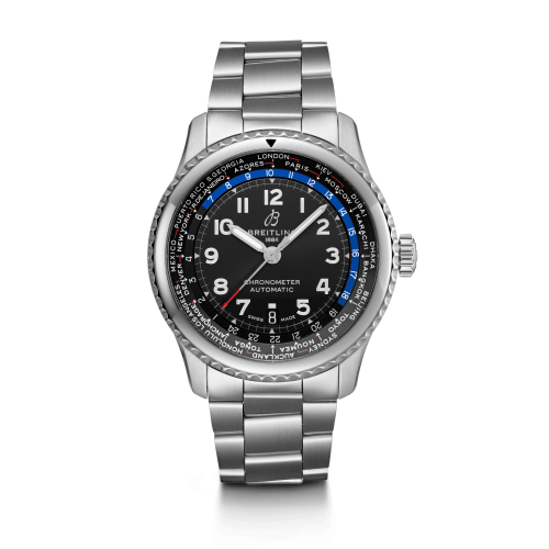 [AB3521U41B1A1 (aka: AB3521U4.BG85.189A, AB3521U41B1A1)] Navitimer 8 B35 Automatic Unitime 43 Stainless Steel / Black / Bracelet