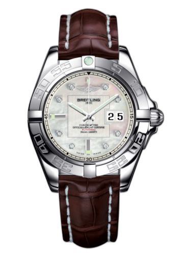 [A49350L2.A702.724P] Galactic 41 Stainless Steel / Pearl Diamond / Croco