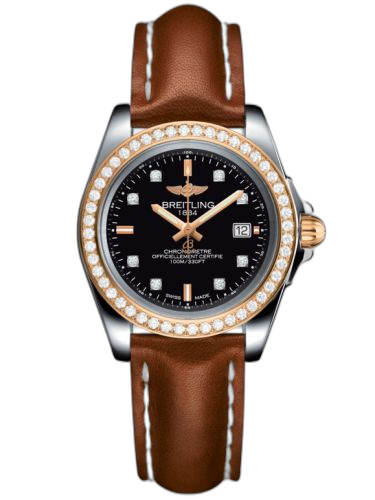 [C7133053/BF64/406X/A14BA.1] Galactic 32 Sleek Edition Stainless Steel / Rose Gold / Diamond / Trophy Black Diamond / Calf