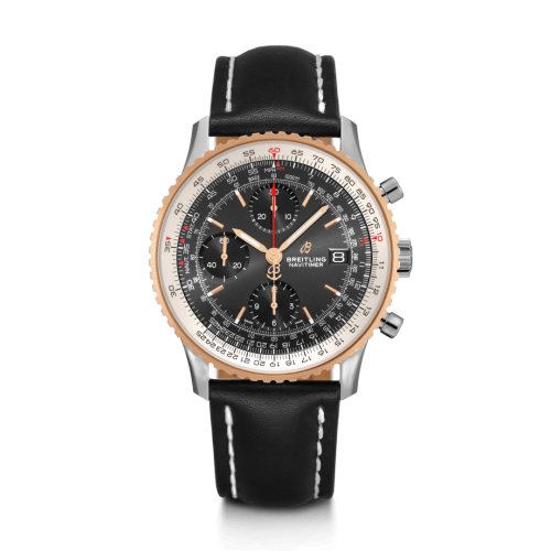 [U13324211B1X1 (aka: U1332421.BG73.435X)] Navitimer 1 Chronograph 41 Stainless Steel / Red Gold / Black / Calf / Pin