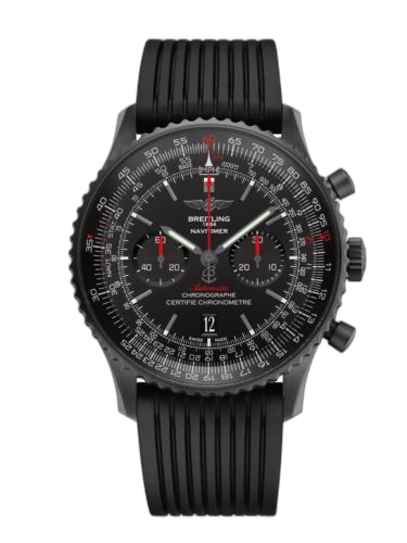[MB0128221B1S1 (aka: MB012822.BE51.252S)] Navitimer 01 46 Blacksteel / Black / Rubber