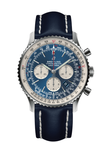 [AB0127211C1X1 (aka: AB012721.CA05.101X)] Navitimer 1 B01 Chronograph 46 Stainless Steel / Aurora Blue / Calf / Pin