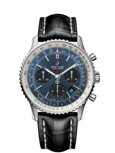 [AB0121211C1P3 (aka: AB012121-CA04-744P-A20D.1)] Navitimer 1 B01 Chronograph 43 Stainless Steel / Blue / Croco / Folding