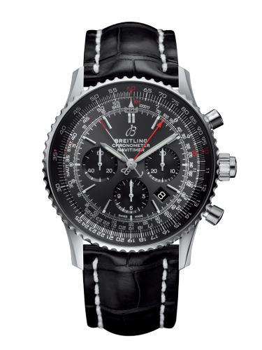 [AB03102A1F1P1 (aka: AB03102A-F587-761P-A20D.1)] Navitimer Rattrapante Stainless Steel / Stratos Gray / Croco / Folding / Boutique Edition