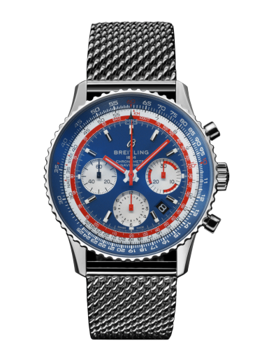 [AB01212B1C1A1] Navitimer 1 B01 Chronograph 43 Stainless Steel / Airline Editions Pan Am / Mesh