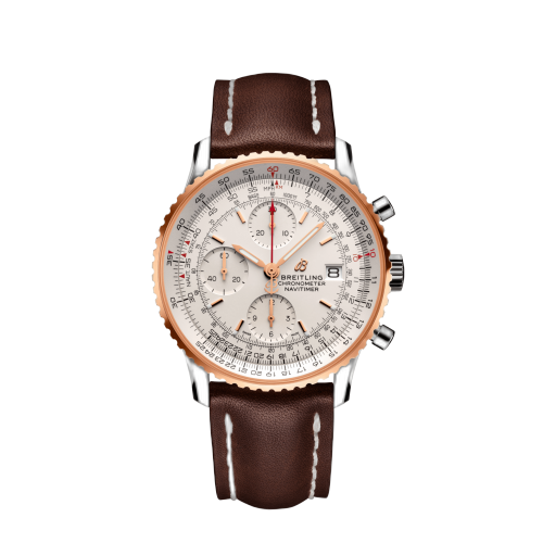 [U13324211G1X1] Navitimer 1 Chronograph 41 Stainless Steel / Red Gold / Silver / Croco / Pin