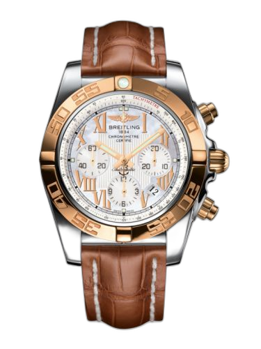 [CB011012.A693.737P] Chronomat 44 Stainless Steel / Rose Gold / Pearl Roman / Croco