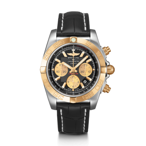 [CB0110121B1P2] Chronomat 44 Stainless Steel / Rose Gold / Onyx Black / Croco / Folding