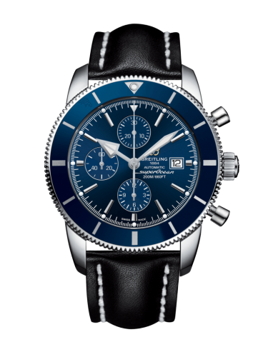[A1331216/C963/441X/A20BA.1] Superocean Heritage II 46 Chronograph Stainless Steel / Blue / Blue / Calf / Pin