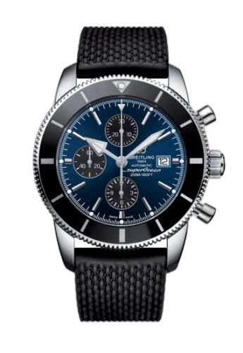 [A13312121C1S1] Superocean Heritage II 46 Chronograph Stainless Steel / Black / Blue / Rubber / Folding