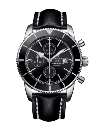 [A1331212/BF78/441X/A20BA.1] Superocean Heritage II 46 Chronograph Stainless Steel / Black / Black / Calf / Pin