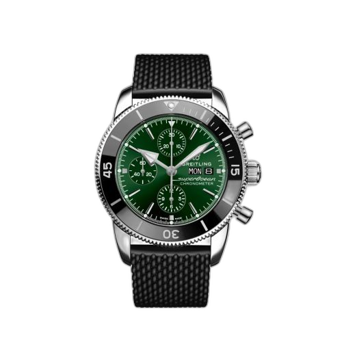 [A13313121L1S1] Superocean Heritage II Chronograph 44 Stainless Steel / Green / Rubber