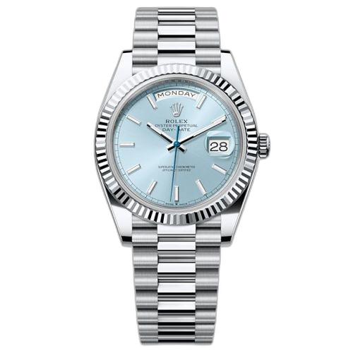 [228236-0018 (aka: M228236-0018)] Day-Date 40 Platinum - Fluted / Ice Blue