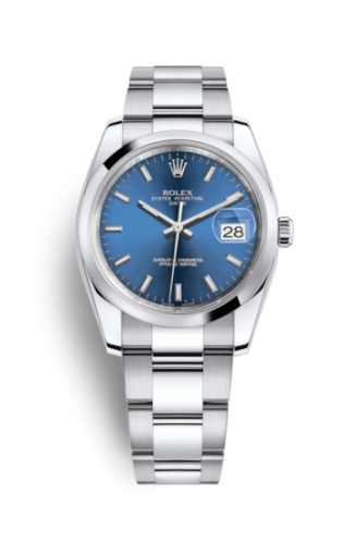 [115200-0007] Oyster Perpetual Date 34 Stainless Steel Domed / Oyster / Blue