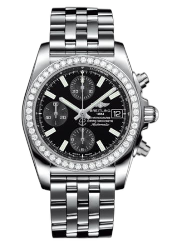 [A1331053/BD92/385A] Chronomat 38 SleekT Stainless Steel / Diamond / Black / Bracelet
