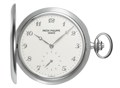 [980G-010] Pocket Watch Savonette White Gold / Silver