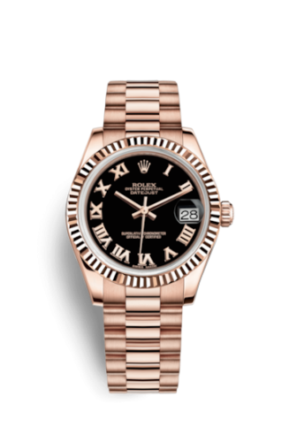 [178275f-0030] Datejust 31 Everose Fluted / President / Black Roman