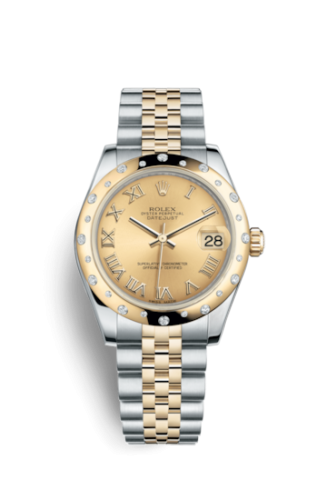 [178343-0016] Datejust 31 Rolesor Yellow Domed Diamond / Jubilee / Champagne Roman