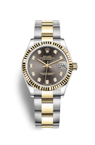 [278273-0021] Datejust 31 Stainless Steel / Yellow Gold / Fluted / Grey - Diamond / Oyster