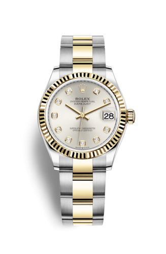 [278273-0019] Datejust 31 Stainless Steel / Yellow Gold / Fluted / Silver - Diamond / Oyster