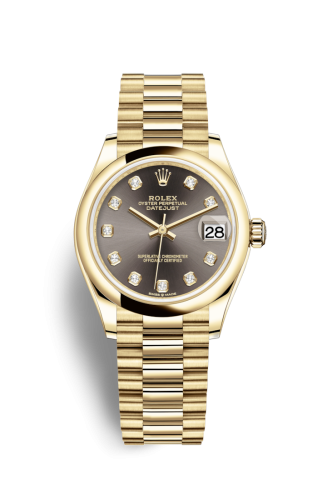 [278248-0036] Datejust 31 Yellow Gold / Domed / Grey - Diamond / President