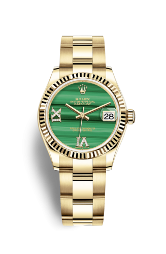 [278278-0003] Datejust 31 Yellow Gold / Fluted / Malachite / Oyster
