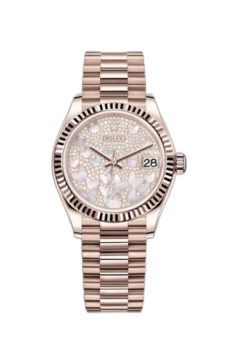 [278275-0021] Datejust 31 Rose Gold / Fluted / Butterfly / President