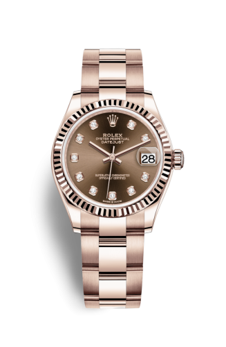 [278275-0017] Datejust 31 Rose Gold / Fluted / Chocolate - Diamond / Oyster