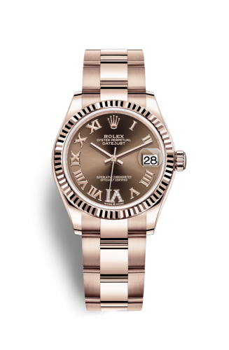 [278275-0024] Datejust 31 Rose Gold / Fluted / Chocolate - Roman / Oyster