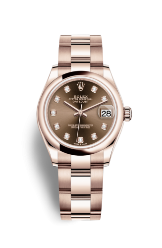 [278245-0015] Datejust 31 Rose Gold / Domed / Chocolate - Diamond / Oyster
