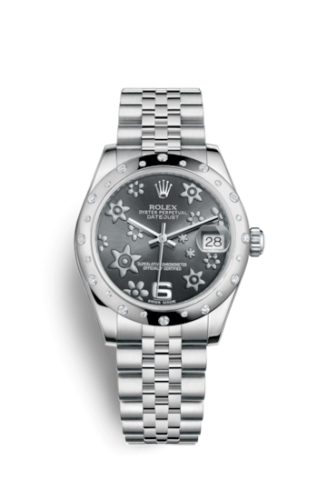 [178344-0003] Datejust 31 Stainless Steel Domed Diamond / Jubilee / Dark Rhodium Floral