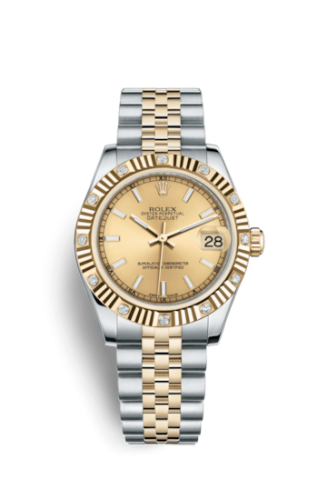 [178313-0006] Datejust 31 Rolesor Yellow Fluted Diamond / Jubilee / Champagne