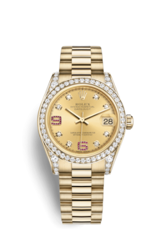 [178158-0070] Datejust 31 Yellow Gold Diamond / President / Champagne Diamonds Rubies