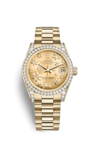 [178158-0057] Datejust 31 Yellow Gold Diamond / President / Champagne Floral