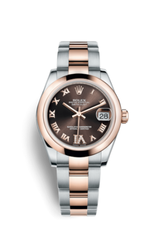 [178241-0074] Datejust 31 Rolesor Everose Domed / Oyster / Chocolate Roman