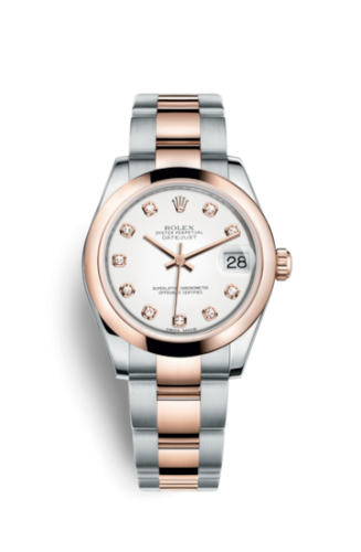 [178241-0010] Datejust 31 Rolesor Everose Domed / Oyster / White Diamond