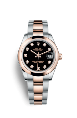 [178241-0015] Datejust 31 Rolesor Everose Domed / Oyster / Black Diamond